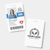 Badge Infirmière diplômée enregistrée Photo et code-barr (Avant & arrière)