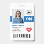 Badge Infirmière diplômée enregistrée Photo et code-barr (Avant)