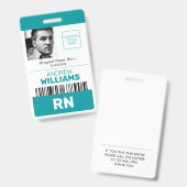 Badge Infirmière diplômée ID Code-barres Logo Photo sar (Avant & arrière)