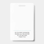 Badge Infirmière diplômée ID Code-barres Logo Photo sar (Arrière)