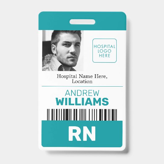 Badge Infirmière diplômée ID Code-barres Logo Photo sar (Avant)