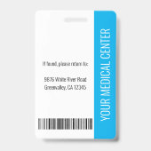 Badge Infirmière diplômée ID employé Bleu (Arrière)