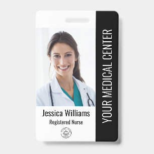Badge Infirmière diplômée ID employé Noir