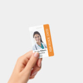 Badge Infirmière diplômée ID employé Orange (Manuel / portable)