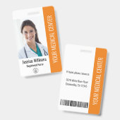 Badge Infirmière diplômée ID employé Orange (Avant & arrière)