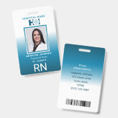 Badge Infirmière diplômée ID Identification Nom Photo (Avant & arrière)