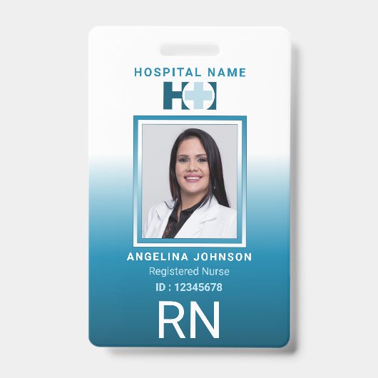 Badge Infirmière diplômée ID Identification Nom Photo (Avant)