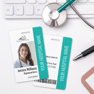 Badge Infirmière diplômée ID médical sarcelle Photo de t