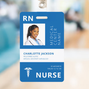 Badge Infirmière diplômée ID médicale employé photo