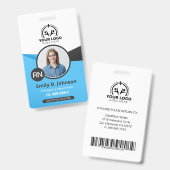Badge Infirmière diplômée IDE Photo & Code-barres Médica (Avant & arrière)