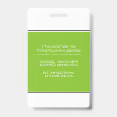 Badge Infirmière diplômée IR lime vert modèle de photo (Arrière)