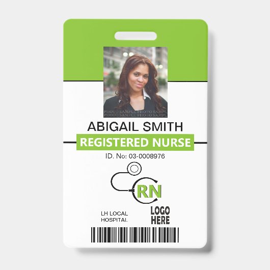 Badge Infirmière diplômée IR lime vert modèle de photo (Avant)