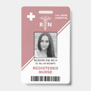 Badge Infirmière diplômée RN triangle géométrique rose p