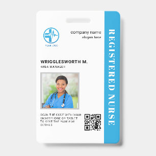 Badge Infirmière en centre médical avec code QR et photo