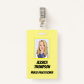 Badge Infirmière en télémédecine praticien Jaune (Devant avec clip)