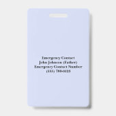 Badge Infirmière étudiante personnalisée (Arrière)