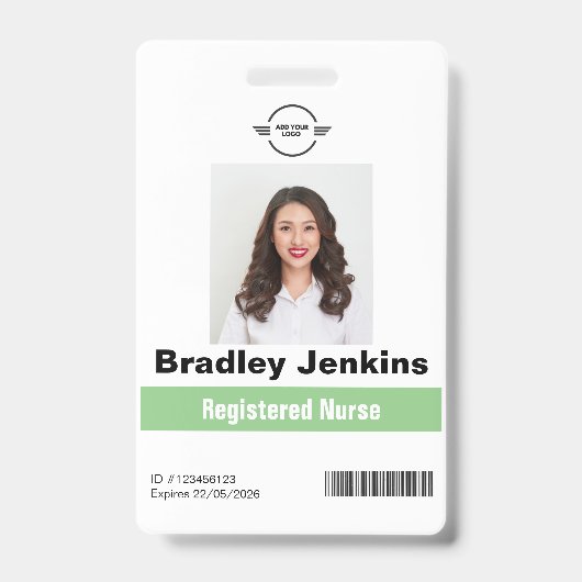 Badge Infirmière inscrite à la verticale Nom du logo bad (Avant)
