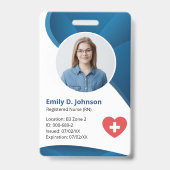 Badge Infirmière inscrite bleu moderne RN (Avant)