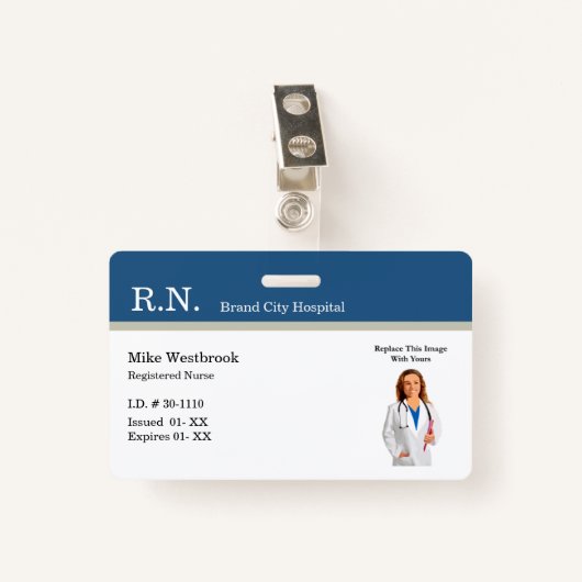 Badge Infirmière inscrite Carte d'identité photo Modèles (Devant avec clip)