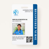 Badge Infirmière inscrite Code QR Centre Médicale ID pho (Devant)