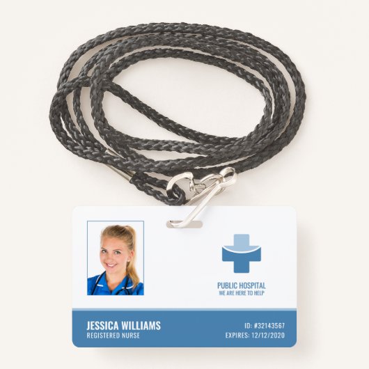 Badge Infirmière inscrite Élégante N° d'identification d (Devant avec lanière)