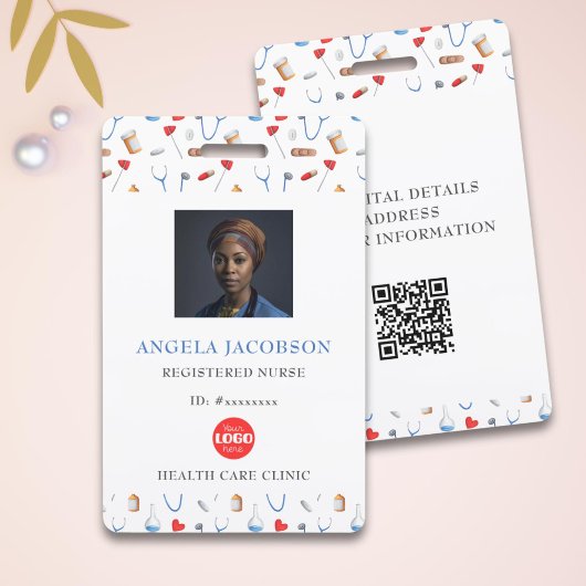 Badge Infirmière inscrite Logo de soins de santé Motif Q