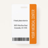 Badge Infirmière inscrite RN ID employé Orange (Dos)