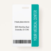 Badge Infirmière inscrite RN ID employé Turquoise (Dos)