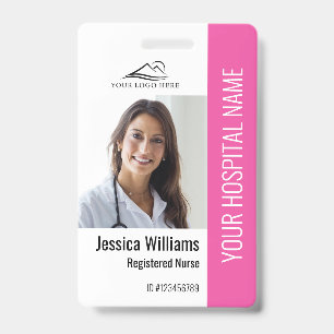 Badge Infirmière inscrite RN Médicale Pink Photo ID Trav