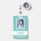 Badge Infirmière inscrite RN Modèle photo blanc et vert (Avant avec rétractable)