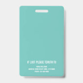 Badge Infirmière inscrite RN Modèle photo blanc et vert (Arrière)