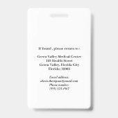 Badge Infirmière LPN unique (Arrière)