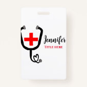 Badge Infirmière médecin rouge plus stéthoscope ajouter  (Dos)