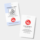 Badge Infirmière Modèle photo en couches bleues vertical (Avant & arrière)