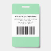 Badge Infirmière moderne RN (Arrière)