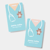 Badge Infirmière pédiatrique Blue Teddy Bear Scrubs (Front & Back)