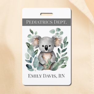 Badge Infirmière pédiatrique personnalisée Koala
