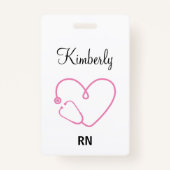 Badge Infirmière personnalisée Nom RN LPN Docteur Stetho (Devant)