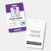 Badge Infirmière photo de l'employé personnalisée Infirm (Front & Back)