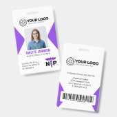 Badge Infirmière Praticien NP Logo Photo & Code-barres (Avant & arrière)