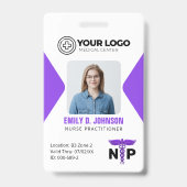 Badge Infirmière Praticien NP Logo Photo & Code-barres (Avant)