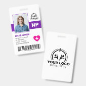 Badge Infirmière praticienne autorisée NP Photo & Code-b (Avant & arrière)