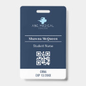 Badge Infirmière praticienne étudiante CNS Code QR Photo (Arrière)
