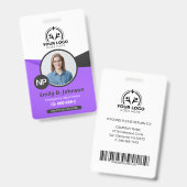 Badge Infirmière praticienne IP Photo et code-barres méd (Avant & arrière)
