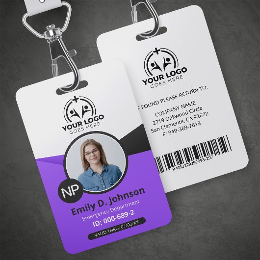Badge Infirmière praticienne IP Photo et code-barres méd