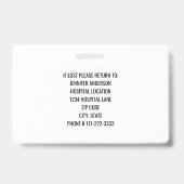 Badge Infirmière Praticienne IP Photo ID Logo de l'hôpit (Back)