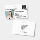 Badge Infirmière Praticienne IP Photo ID Logo de l'hôpit (Front & Back)