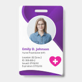 Badge Infirmière praticienne moderne violette NP (Avant)