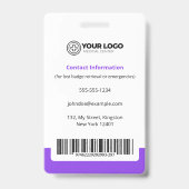 Badge Infirmière praticienne violette NP Photo et code-b (Arrière)