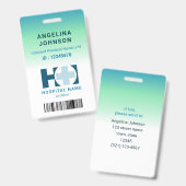 Badge Infirmière pratique autorisée LNP Bleu Nom vert ID (Avant & arrière)